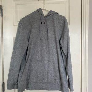 grey under armor hoodie with logo